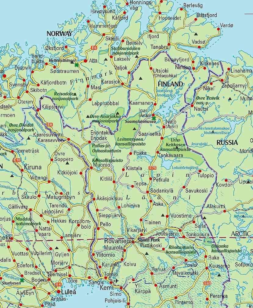 Карта Фінляндії піші прогулянки