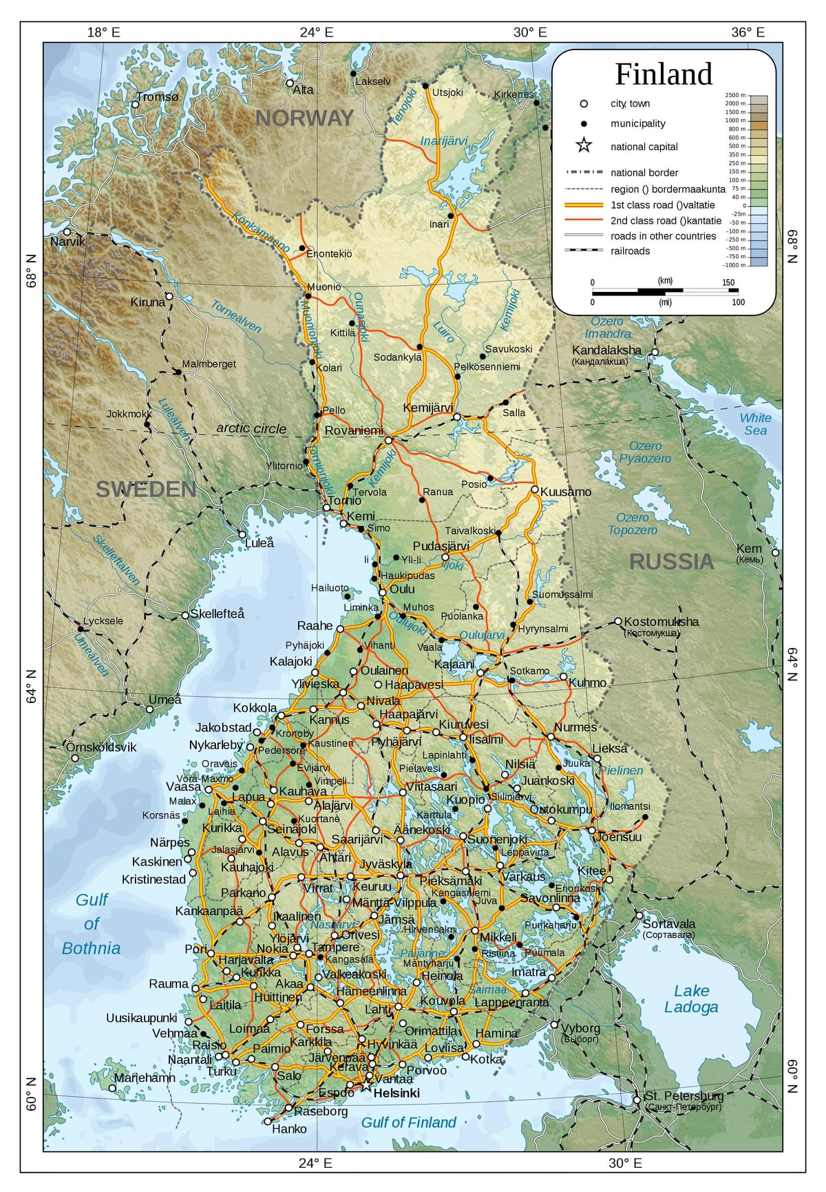 Карта Фінляндії