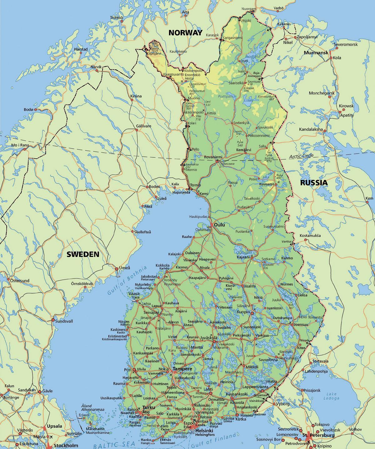 Карта Полярне коло Фінляндія