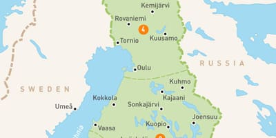 Карта Фінляндії озер